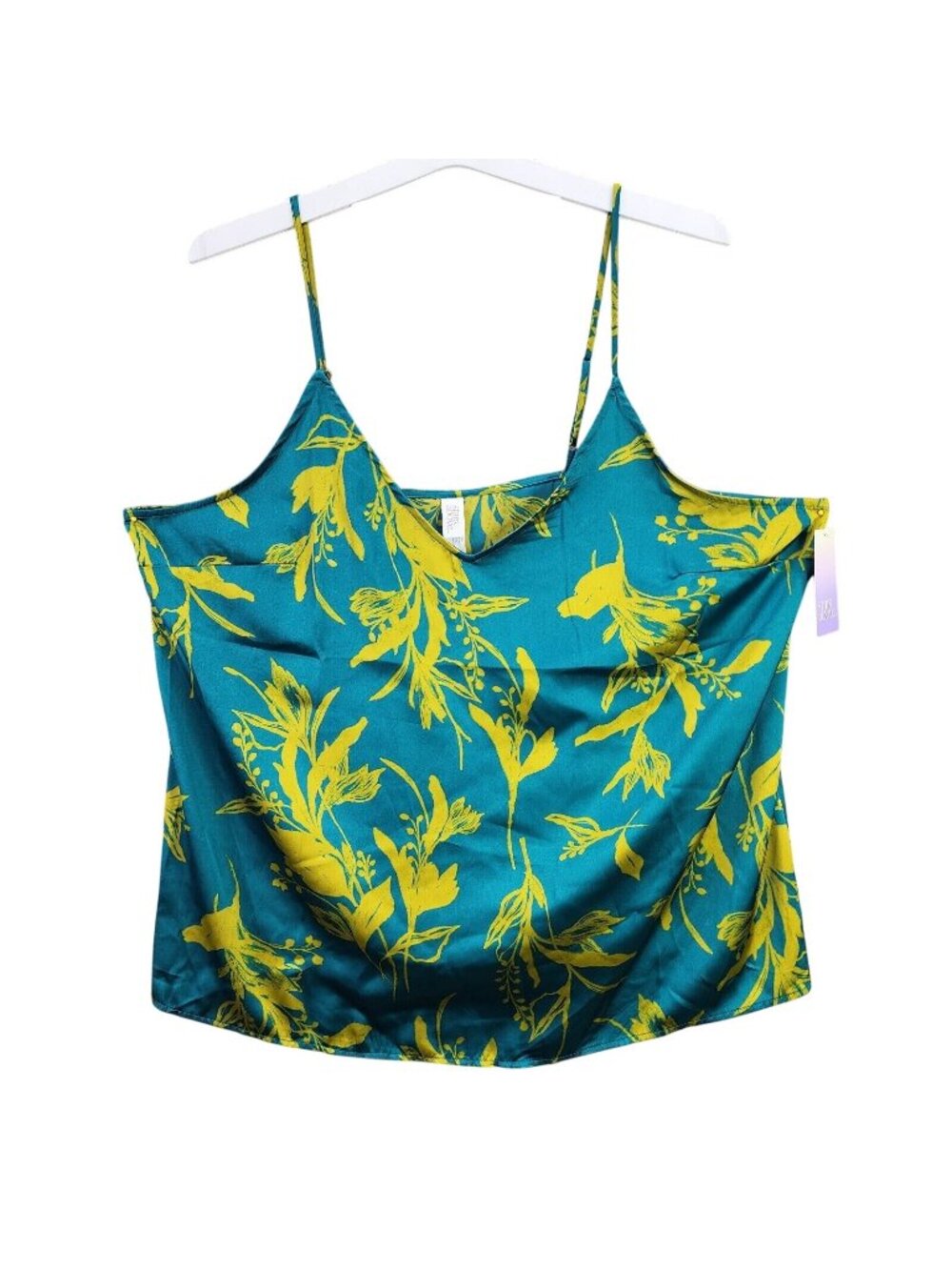 Womens Stars Above Green Yellow Floral Print Cami Pajama Top Polyester Blend XXL